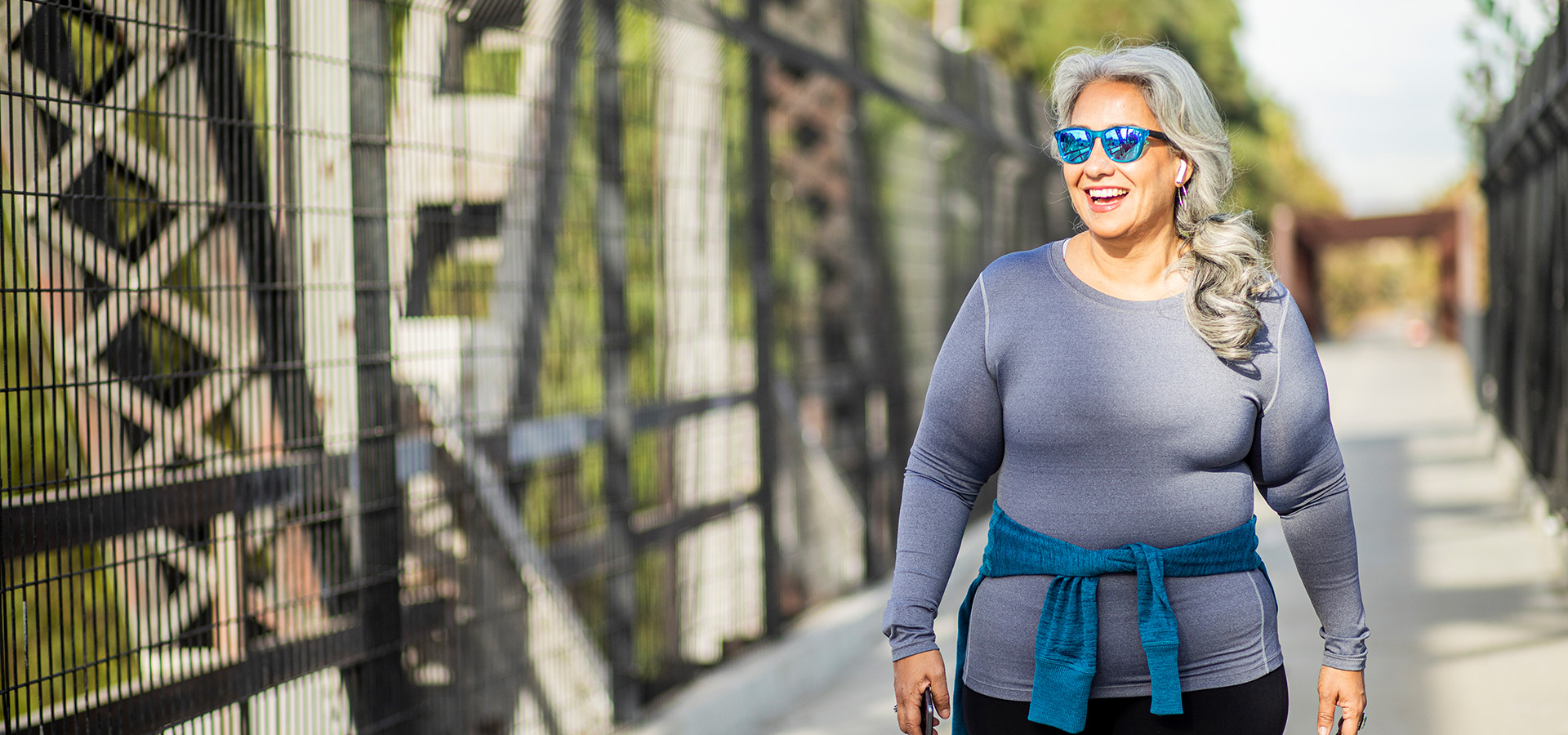 Middle-aged woman walking for exercise