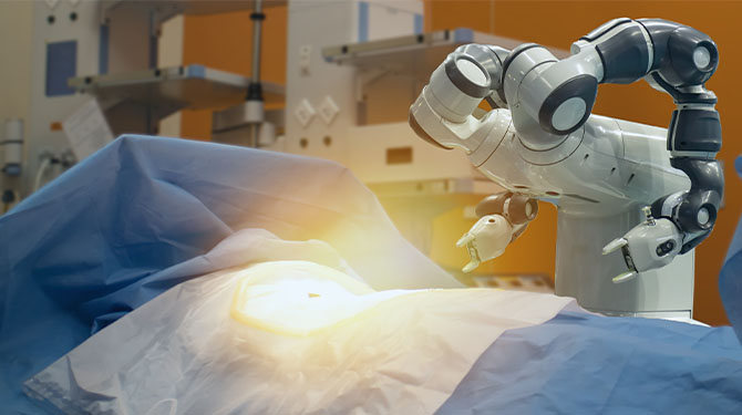 Robotic surgical equipment performing procedure on patient